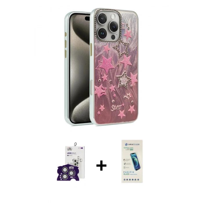 MARSİLYAN™- iPhone 16 Pro Max Kılıf Zirve Modern Prime - Şeffaf Pasifik Cam Ekran Koruyucu + Bilvis Titan Kamera Lens - GS