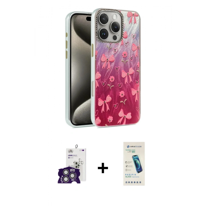 MARSİLYAN™- iPhone 16 Pro Max Kılıf Zirve Modern Prime - Şeffaf Pasifik Cam Ekran Koruyucu + Bilvis Titan Kamera Lens - GS