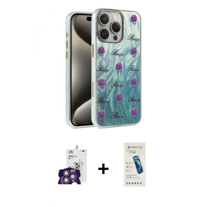 MARSİLYAN™- iPhone 16 Pro Max Kılıf Zirve Modern Prime - Şeffaf Pasifik Cam Ekran Koruyucu + Bilvis Titan Kamera Lens - GS