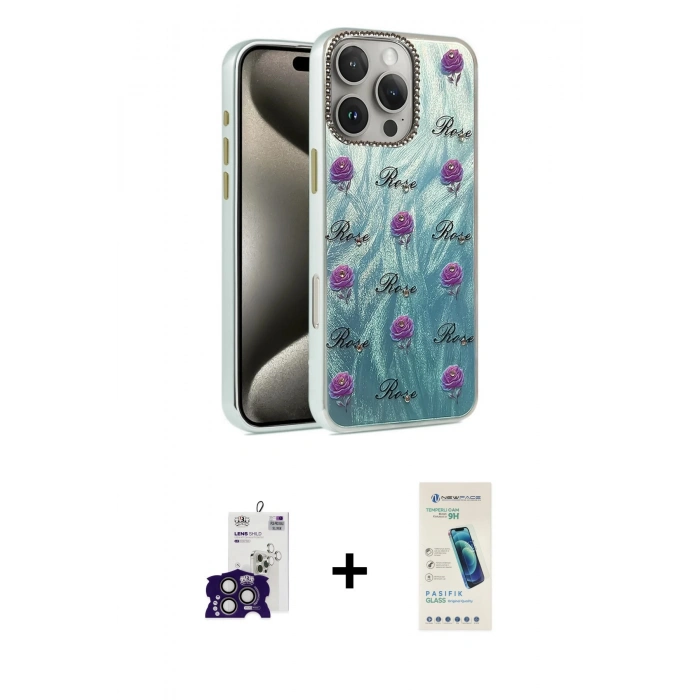 MARSİLYAN™- iPhone 16 Pro Max Kılıf Zirve Modern Prime - Şeffaf Pasifik Cam Ekran Koruyucu + Bilvis Titan Kamera Lens - TMGI
