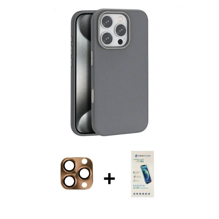 MARSİLYAN™- iPhone 16 Pro Max Kılıf Zirve Modern Prime - Şeffaf Pasifik Cam Ekran Koruyucu + Pers Alüminyum Kamera Lens - CLTM