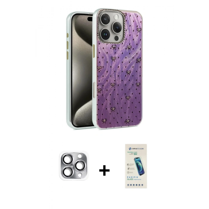 MARSİLYAN™- iPhone 16 Pro Max Kılıf Zirve Modern Prime - Şeffaf Pasifik Cam Ekran Koruyucu + Pers Alüminyum Kamera Lens - GI