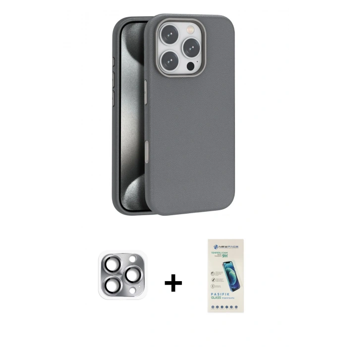 MARSİLYAN™- iPhone 16 Pro Max Kılıf Zirve Modern Prime - Şeffaf Pasifik Cam Ekran Koruyucu + Pers Alüminyum Kamera Lens - GI