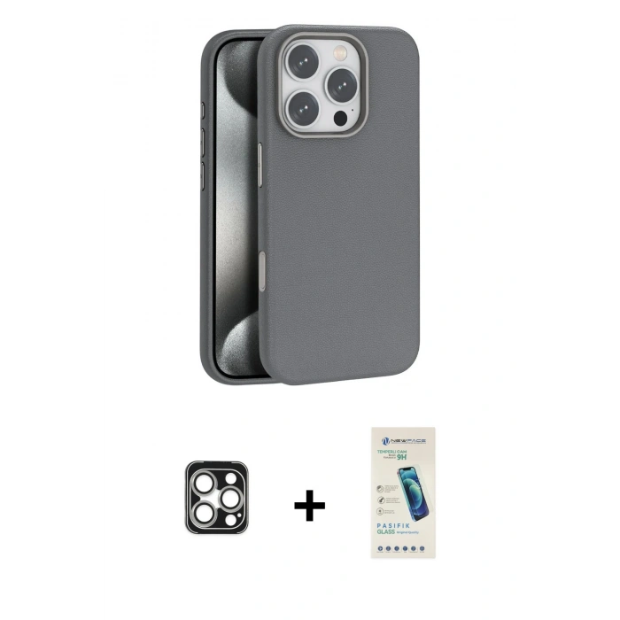 MARSİLYAN™- iPhone 16 Pro Max Kılıf Zirve Modern Prime - Şeffaf Pasifik Cam Ekran Koruyucu + PVD Metal Kamera Lens - GS
