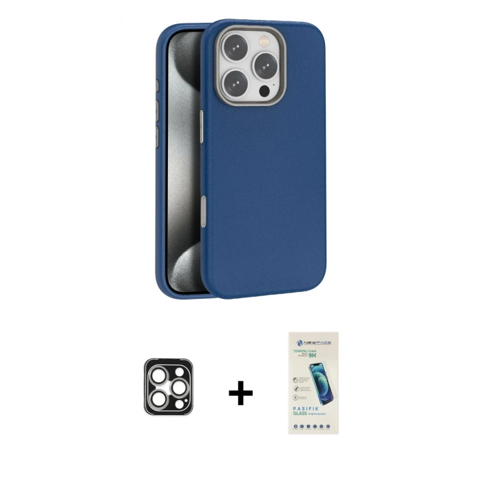 MARSİLYAN™- iPhone 16 Pro Max Kılıf Zirve Modern Prime - Şeffaf Pasifik Cam Ekran Koruyucu + PVD Metal Kamera Lens - GS