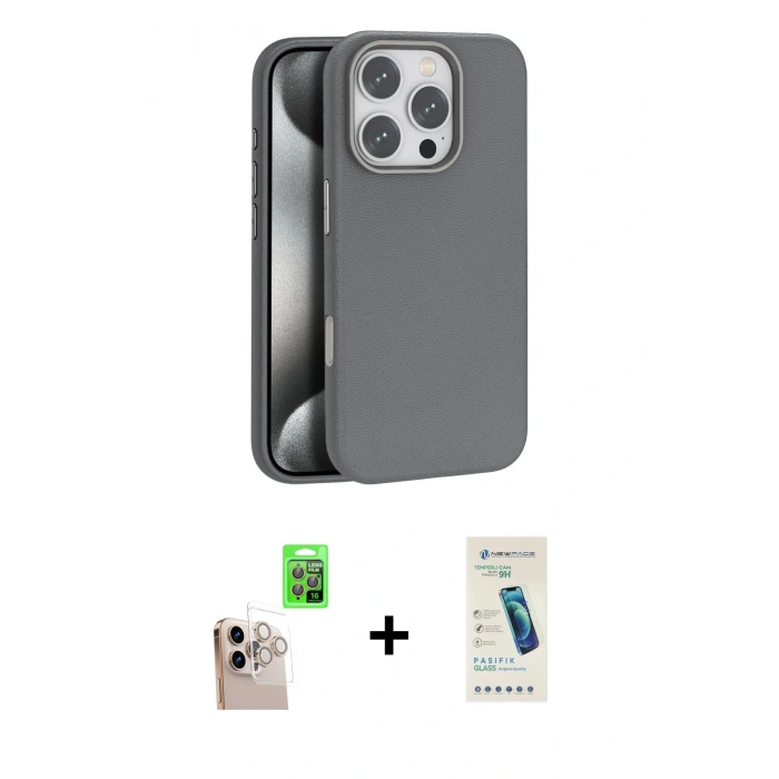 MARSİLYAN™- iPhone 16 Pro Max Kılıf Zirve Modern Prime - Şeffaf Pasifik Cam Ekran Koruyucu + Raze Metal Kamera Lens - NLGY