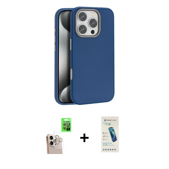 MARSİLYAN™- iPhone 16 Pro Max Kılıf Zirve Modern Prime - Şeffaf Pasifik Cam Ekran Koruyucu + Raze Metal Kamera Lens - NLGY