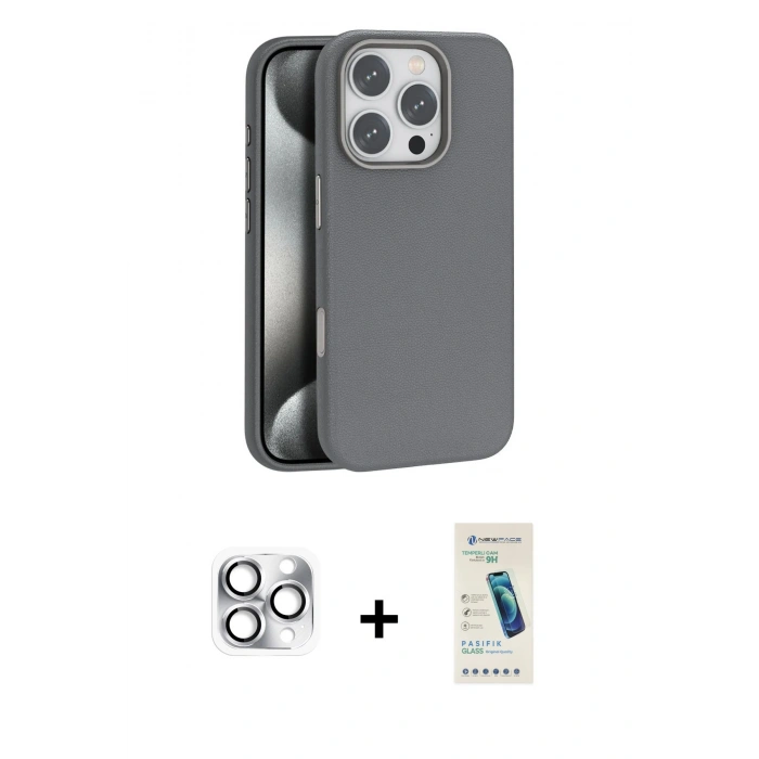 MARSİLYAN™- iPhone 16 Pro Max Kılıf Zirve Modern Prime - Şeffaf Pasifik Cam Ekran Koruyucu + Pers Alüminyum Kamera Lens - GS