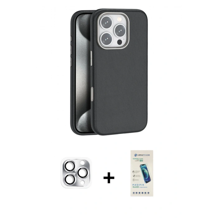 MARSİLYAN™- iPhone 16 Pro Max Kılıf Zirve Modern Prime - Şeffaf Pasifik Cam Ekran Koruyucu + Pers Alüminyum Kamera Lens - GS