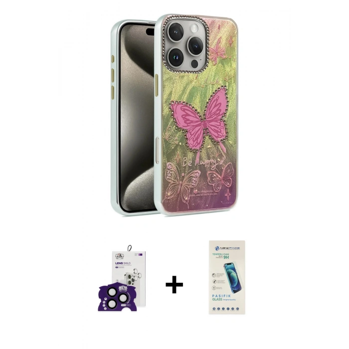 MARSİLYAN™- iPhone 16 Pro Max Kılıf Zirve Modern Prime - Şeffaf Pasifik Cam Ekran Koruyucu + Bilvis Titan Kamera Lens - SH