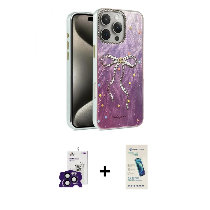 MARSİLYAN™- iPhone 16 Pro Max Kılıf Zirve Modern Prime - Şeffaf Pasifik Cam Ekran Koruyucu + Bilvis Titan Kamera Lens - SH