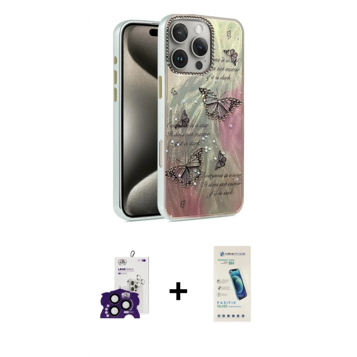 MARSİLYAN™- iPhone 16 Pro Max Kılıf Zirve Modern Prime - Şeffaf Pasifik Cam Ekran Koruyucu + Bilvis Titan Kamera Lens - SH