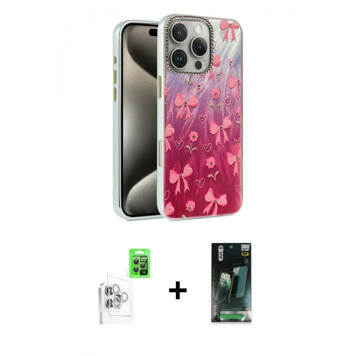 MARSİLYAN™- iPhone 16 Pro Max Kılıf Zirve Modern Prime - Siyah 360 Mat Full Body Arka Koruyucu + Raze Metal Kamera Lens - BZ