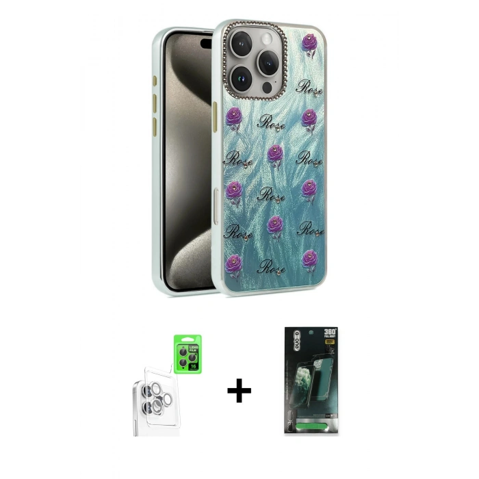 MARSİLYAN™- iPhone 16 Pro Max Kılıf Zirve Modern Prime - Siyah 360 Mat Full Body Arka Koruyucu + Raze Metal Kamera Lens - BZ