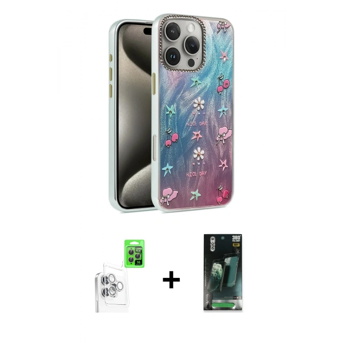 MARSİLYAN™- iPhone 16 Pro Max Kılıf Zirve Modern Prime - Siyah 360 Mat Full Body Arka Koruyucu + Raze Metal Kamera Lens - BZ