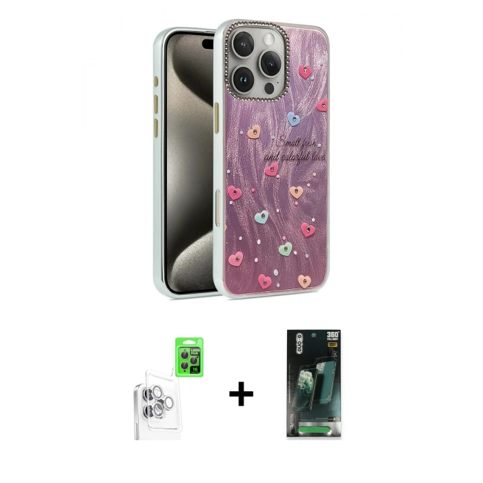 MARSİLYAN™- iPhone 16 Pro Max Kılıf Zirve Modern Prime - Siyah 360 Mat Full Body Arka Koruyucu + Raze Metal Kamera Lens - BZ
