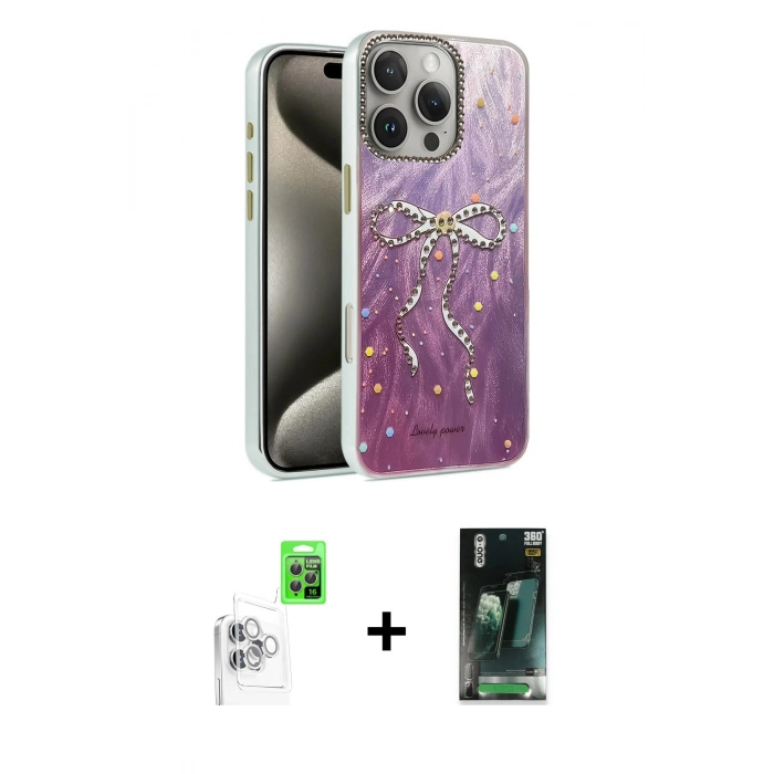 MARSİLYAN™- iPhone 16 Pro Max Kılıf Zirve Modern Prime - Siyah 360 Mat Full Body Arka Koruyucu + Raze Metal Kamera Lens - BZ