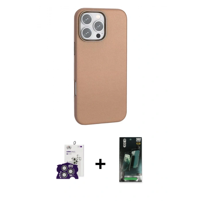 MARSİLYAN™- iPhone 16 Pro Max Kılıf Zirve Modern Prime - Siyah 360 Mat Full Body Arka Koruyucu + Bilvis Titan Kamera Lens - GS