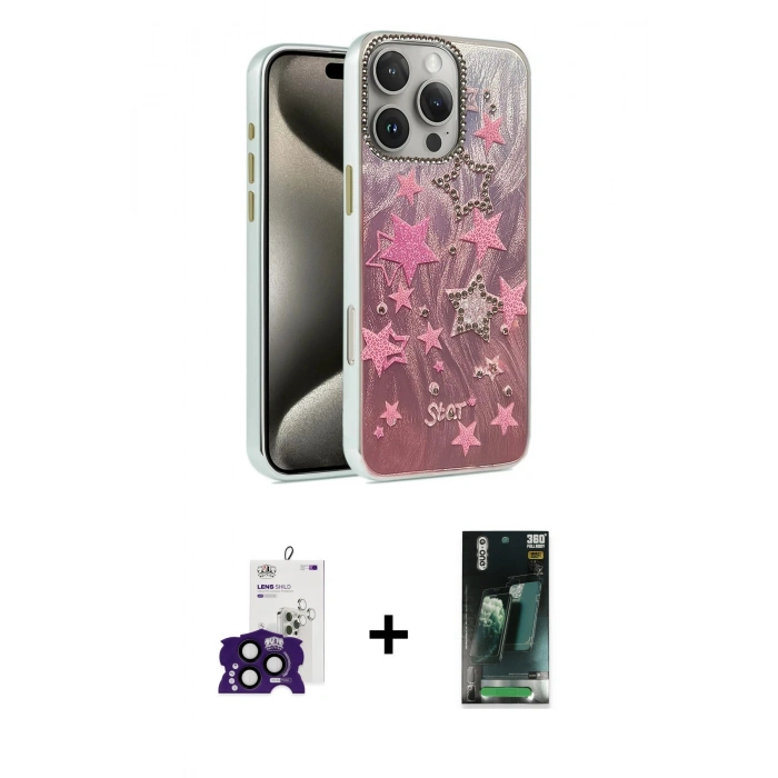 MARSİLYAN™- iPhone 16 Pro Max Kılıf Zirve Modern Prime - Siyah 360 Mat Full Body Arka Koruyucu + Bilvis Titan Kamera Lens - SH