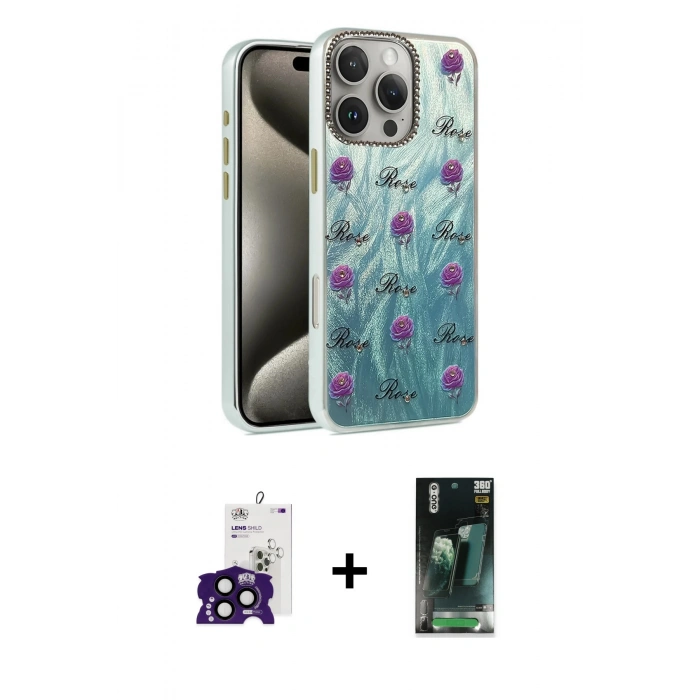 MARSİLYAN™- iPhone 16 Pro Max Kılıf Zirve Modern Prime - Siyah 360 Mat Full Body Arka Koruyucu + Bilvis Titan Kamera Lens - SH