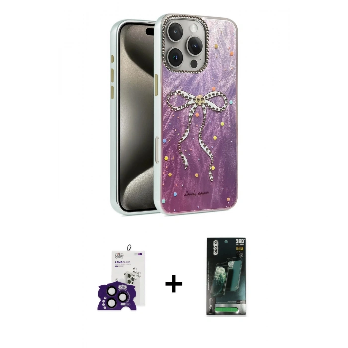 MARSİLYAN™- iPhone 16 Pro Max Kılıf Zirve Modern Prime - Siyah 360 Mat Full Body Arka Koruyucu + Bilvis Titan Kamera Lens - SH