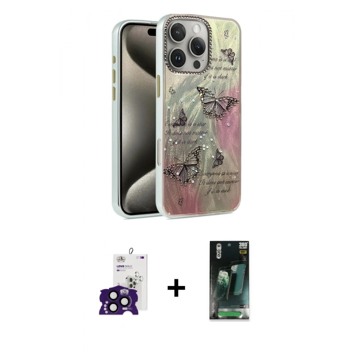 MARSİLYAN™- iPhone 16 Pro Max Kılıf Zirve Modern Prime - Siyah 360 Mat Full Body Arka Koruyucu + Bilvis Titan Kamera Lens - SH