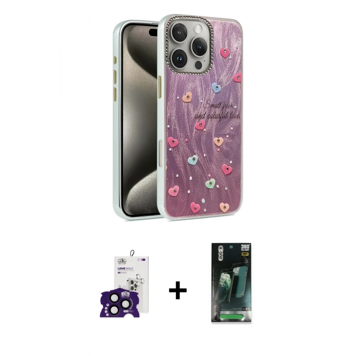 MARSİLYAN™- iPhone 16 Pro Max Kılıf Zirve Modern Prime - Siyah 360 Mat Full Body Arka Koruyucu + Bilvis Titan Kamera Lens - SH
