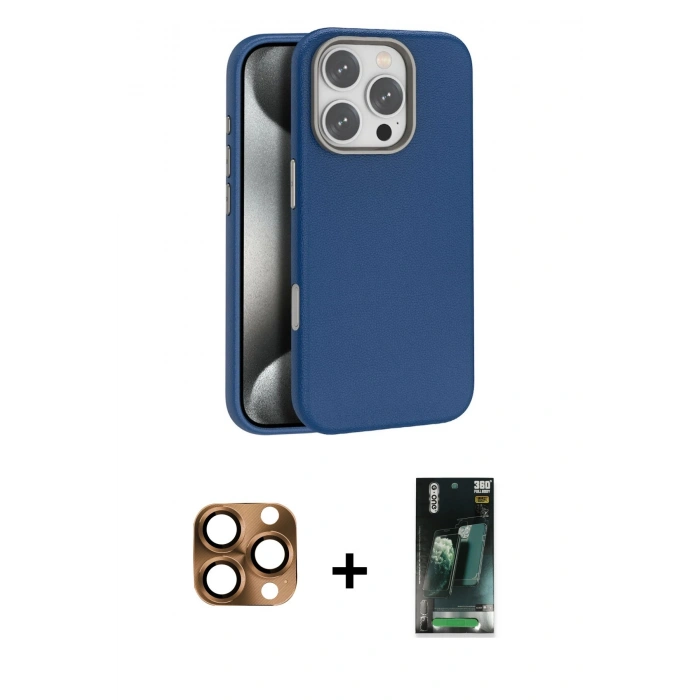 MARSİLYAN™- iPhone 16 Pro Max Kılıf Zirve Modern Prime - Siyah 360 Mat Full Body Arka Koruyucu + Pers Alüminyum Kamera Lens - CLTM