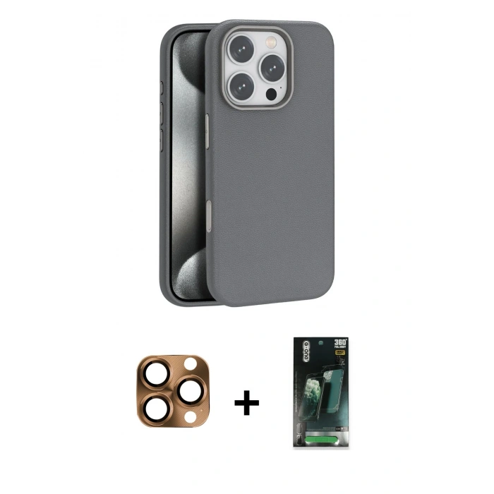 MARSİLYAN™- iPhone 16 Pro Max Kılıf Zirve Modern Prime - Siyah 360 Mat Full Body Arka Koruyucu + Pers Alüminyum Kamera Lens - CLTM