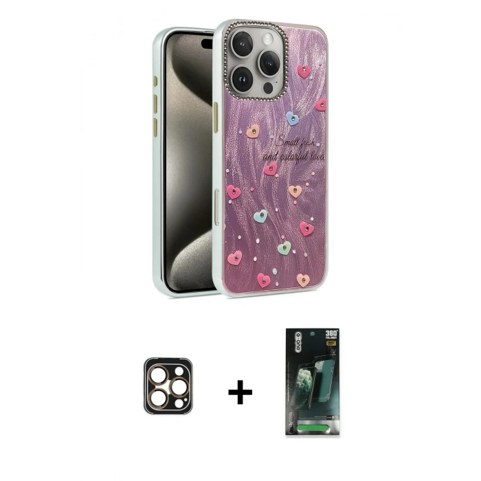 MARSİLYAN™- iPhone 16 Pro Max Kılıf Zirve Modern Prime - Siyah 360 Mat Full Body Arka Koruyucu + PVD Metal Kamera Lens - GD