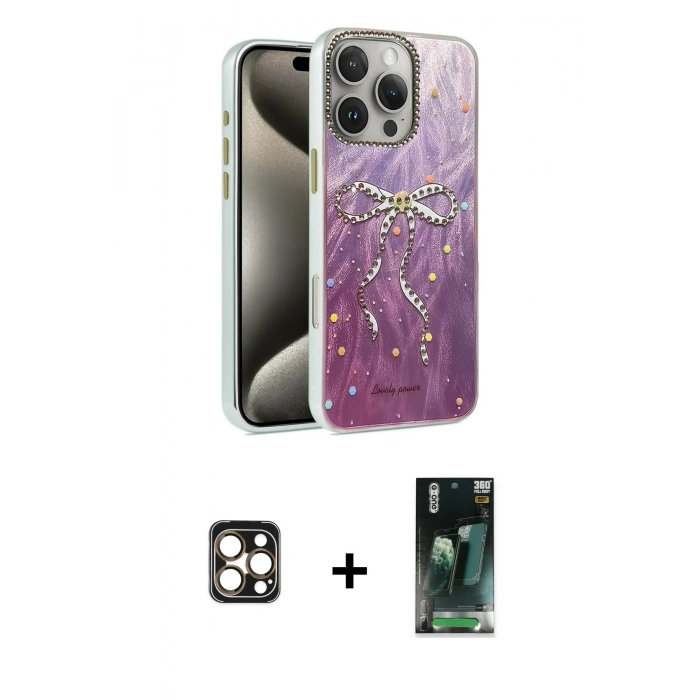 MARSİLYAN™- iPhone 16 Pro Max Kılıf Zirve Modern Prime - Siyah 360 Mat Full Body Arka Koruyucu + PVD Metal Kamera Lens - GD