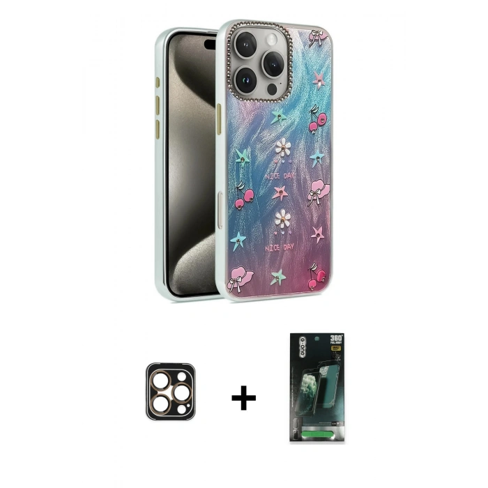 MARSİLYAN™- iPhone 16 Pro Max Kılıf Zirve Modern Prime - Siyah 360 Mat Full Body Arka Koruyucu + PVD Metal Kamera Lens - GD