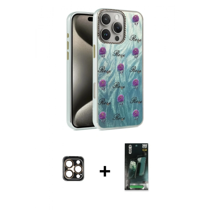MARSİLYAN™- iPhone 16 Pro Max Kılıf Zirve Modern Prime - Siyah 360 Mat Full Body Arka Koruyucu + PVD Metal Kamera Lens - GD
