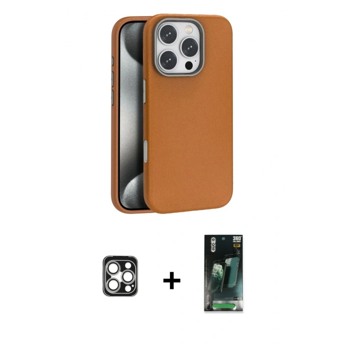 MARSİLYAN™- iPhone 16 Pro Max Kılıf Zirve Modern Prime - Siyah 360 Mat Full Body Arka Koruyucu + PVD Metal Kamera Lens - GS