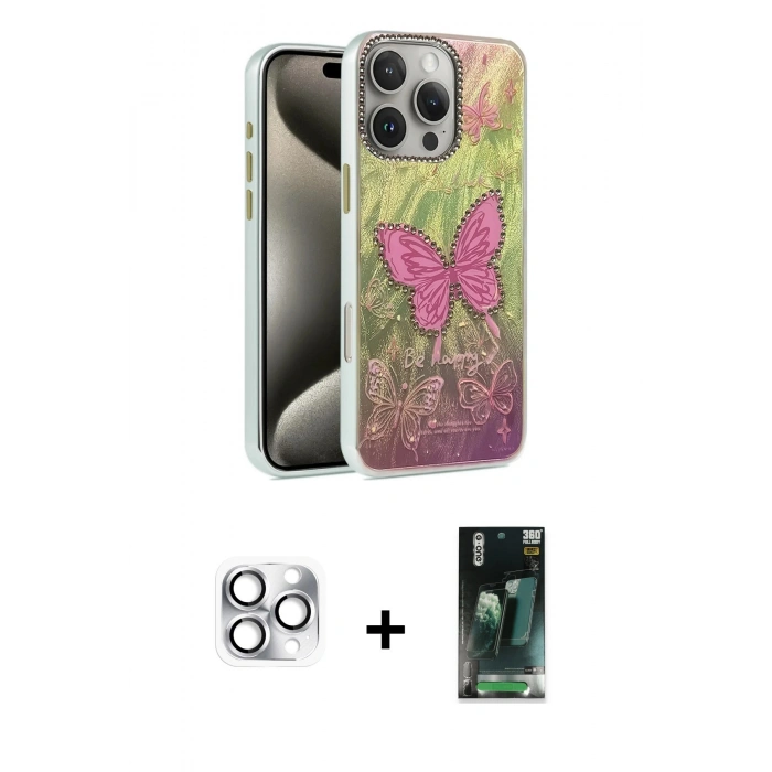 MARSİLYAN™- iPhone 16 Pro Max Kılıf Zirve Modern Prime - Siyah 360 Mat Full Body Arka Koruyucu + Pers Alüminyum Kamera Lens - GS