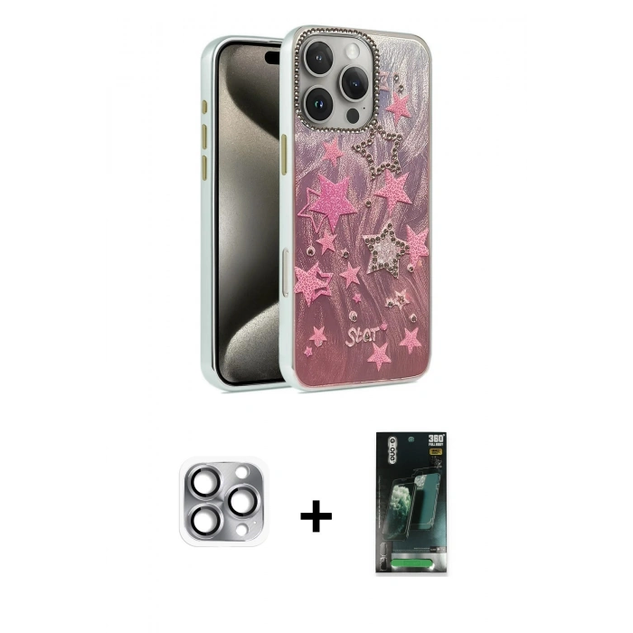 MARSİLYAN™- iPhone 16 Pro Max Kılıf Zirve Modern Prime - Siyah 360 Mat Full Body Arka Koruyucu + Pers Alüminyum Kamera Lens - GI