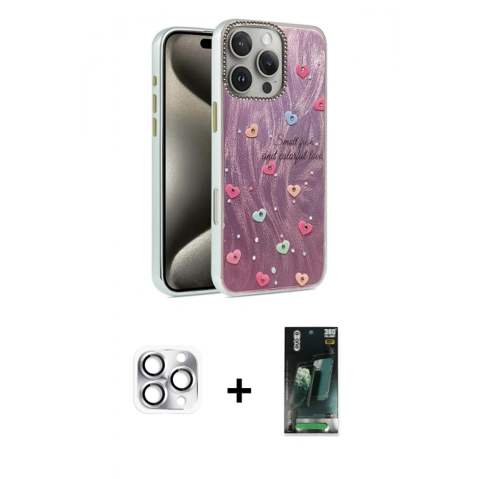 MARSİLYAN™- iPhone 16 Pro Max Kılıf Zirve Modern Prime - Siyah 360 Mat Full Body Arka Koruyucu + Pers Alüminyum Kamera Lens - GS