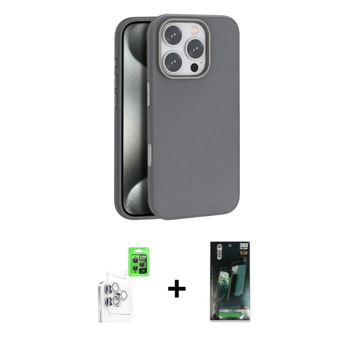 MARSİLYAN™- iPhone 16 Pro Max Kılıf Zirve Modern Prime - Siyah 360 Mat Full Body Arka Koruyucu + Raze Metal Kamera Lens - BZ