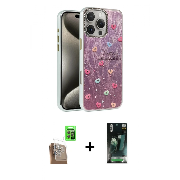 MARSİLYAN™- iPhone 16 Pro Max Kılıf Zirve Modern Prime - Siyah 360 Mat Full Body Arka Koruyucu + Raze Metal Kamera Lens - CLTM