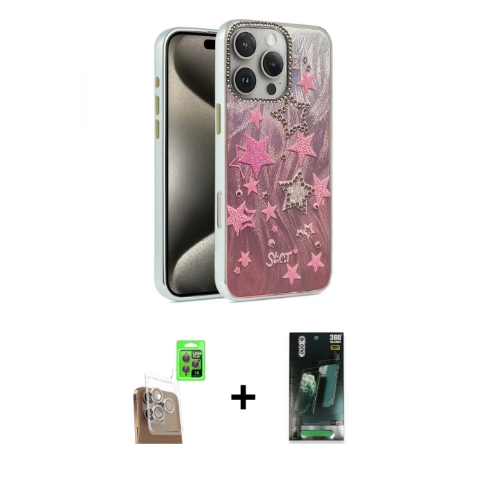 MARSİLYAN™- iPhone 16 Pro Max Kılıf Zirve Modern Prime - Siyah 360 Mat Full Body Arka Koruyucu + Raze Metal Kamera Lens - CLTM