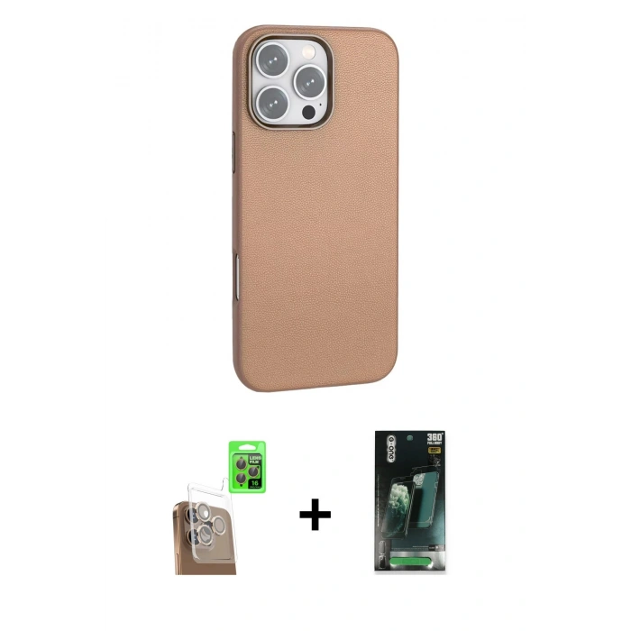 MARSİLYAN™- iPhone 16 Pro Max Kılıf Zirve Modern Prime - Siyah 360 Mat Full Body Arka Koruyucu + Raze Metal Kamera Lens - CLTM