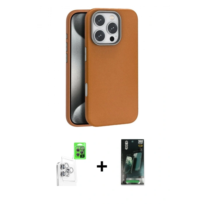 MARSİLYAN™- iPhone 16 Pro Max Kılıf Zirve Modern Prime - Siyah 360 Mat Full Body Arka Koruyucu + Raze Metal Kamera Lens - BZ