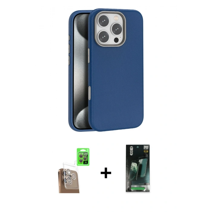 MARSİLYAN™- iPhone 16 Pro Max Kılıf Zirve Modern Prime - Siyah 360 Mat Full Body Arka Koruyucu + Raze Metal Kamera Lens - CLTM