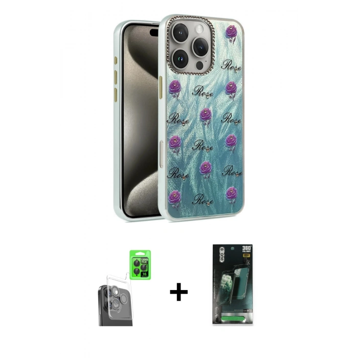 MARSİLYAN™- iPhone 16 Pro Max Kılıf Zirve Modern Prime - Siyah 360 Mat Full Body Arka Koruyucu + Raze Metal Kamera Lens - SH