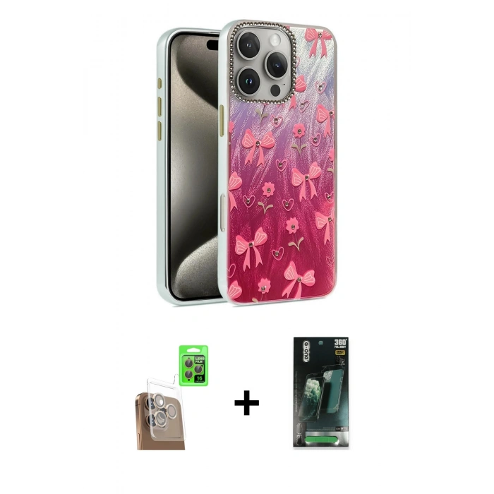 MARSİLYAN™- iPhone 16 Pro Max Kılıf Zirve Modern Prime - Siyah 360 Mat Full Body Arka Koruyucu + Raze Metal Kamera Lens - CLTM