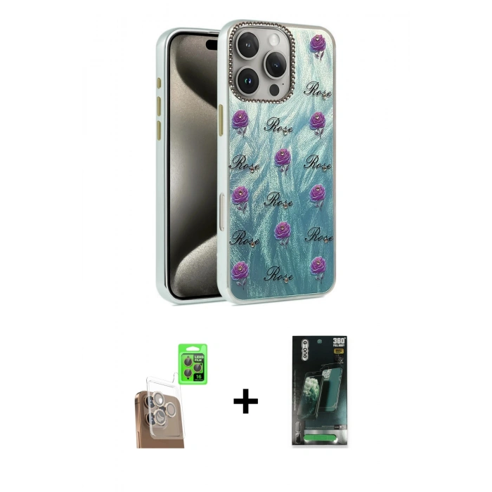 MARSİLYAN™- iPhone 16 Pro Max Kılıf Zirve Modern Prime - Siyah 360 Mat Full Body Arka Koruyucu + Raze Metal Kamera Lens - CLTM