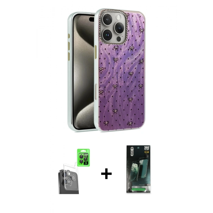 MARSİLYAN™- iPhone 16 Pro Max Kılıf Zirve Modern Prime - Siyah 360 Mat Full Body Arka Koruyucu + Raze Metal Kamera Lens - SH