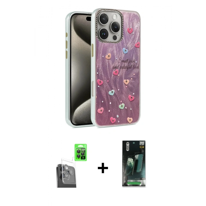 MARSİLYAN™- iPhone 16 Pro Max Kılıf Zirve Modern Prime - Siyah 360 Mat Full Body Arka Koruyucu + Raze Metal Kamera Lens - SH