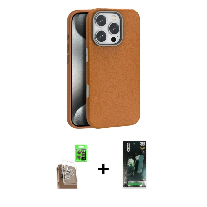 MARSİLYAN™- iPhone 16 Pro Max Kılıf Zirve Modern Prime - Siyah 360 Mat Full Body Arka Koruyucu + Raze Metal Kamera Lens - CLTM