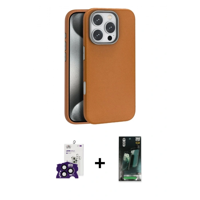 MARSİLYAN™- iPhone 16 Pro Max Kılıf Zirve Modern Prime - Siyah 360 Mat Full Body Arka Koruyucu + Bilvis Titan Kamera Lens - SH